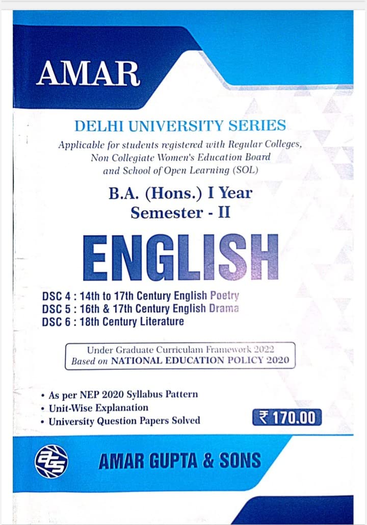 B.A. (Hons) English 2nd Semester - Book Monk